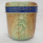Large Ash Pot With Stitching Crackle Effect 01