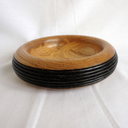 Rolled Edge Oak Bowl With Stained Beaded Rim2