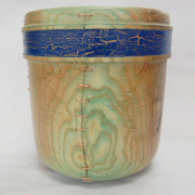 Large Ash Pot With Stitching Crackle Effect 01 Large Ash Pot With Stitching Crackle Effect 01
